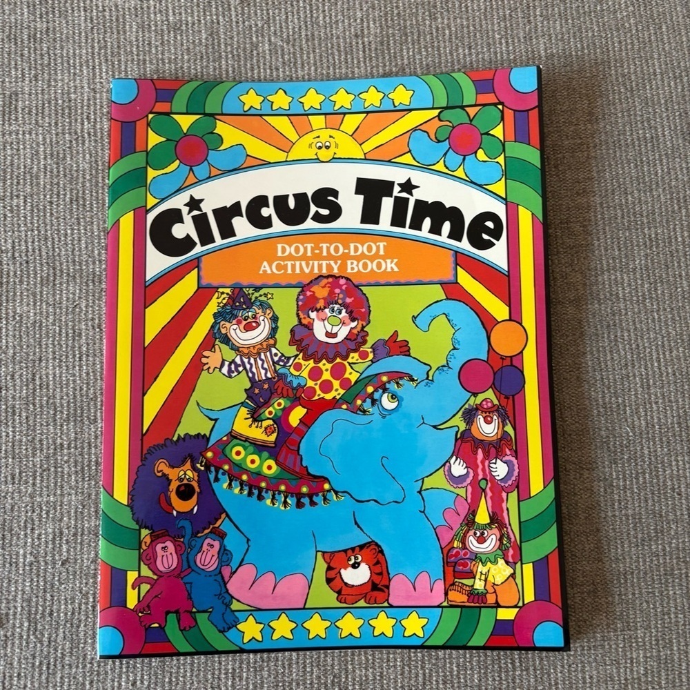Vintage 1984 Ephemera Clowns Circus Time Dot to Dot Activity Book